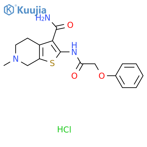 6-methyl-2-(2-phenoxyacetamido)-4H,5H,6H,7H-thieno2,3-cpyridine-3-carboxamide hydrochloride structure