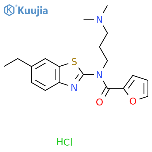 N-[3-(dimethylamino)propyl]-N-(6-ethyl-1,3-benzothiazol-2-yl)furan-2-carboxamide hydrochloride structure