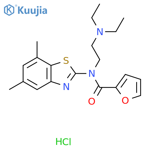 N-[2-(diethylamino)ethyl]-N-(5,7-dimethyl-1,3-benzothiazol-2-yl)furan-2-carboxamide hydrochloride structure