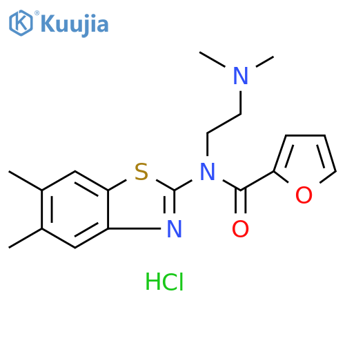 N-(5,6-dimethyl-1,3-benzothiazol-2-yl)-N-[2-(dimethylamino)ethyl]furan-2-carboxamide hydrochloride structure