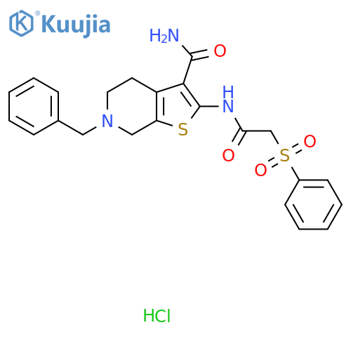 2-2-(benzenesulfonyl)acetamido-6-benzyl-4H,5H,6H,7H-thieno2,3-cpyridine-3-carboxamide hydrochloride structure