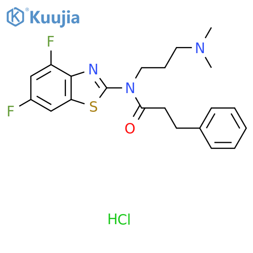 N-(4,6-difluoro-1,3-benzothiazol-2-yl)-N-[3-(dimethylamino)propyl]-3-phenylpropanamide hydrochloride structure