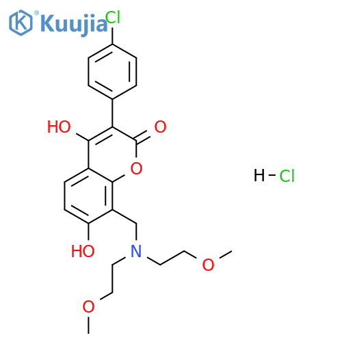 8-{[bis(2-methoxyethyl)amino]methyl}-3-(4-chlorophenyl)-4,7-dihydroxy-2H-chromen-2-one hydrochloride structure