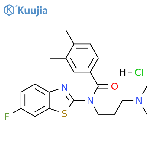 N-[3-(dimethylamino)propyl]-N-(6-fluoro-1,3-benzothiazol-2-yl)-3,4-dimethylbenzamide hydrochloride structure