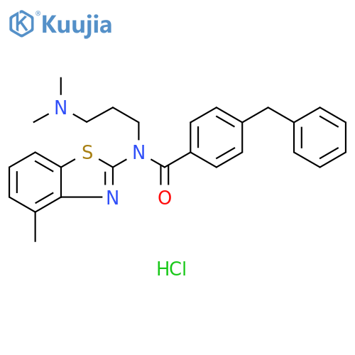 4-benzyl-N-[3-(dimethylamino)propyl]-N-(4-methyl-1,3-benzothiazol-2-yl)benzamide hydrochloride structure