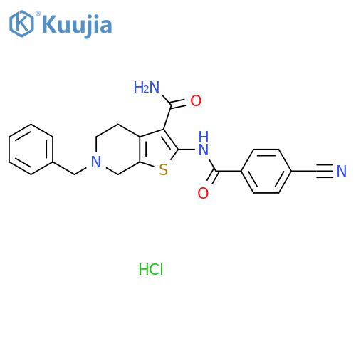 6-benzyl-2-(4-cyanobenzamido)-4H,5H,6H,7H-thieno2,3-cpyridine-3-carboxamide hydrochloride structure