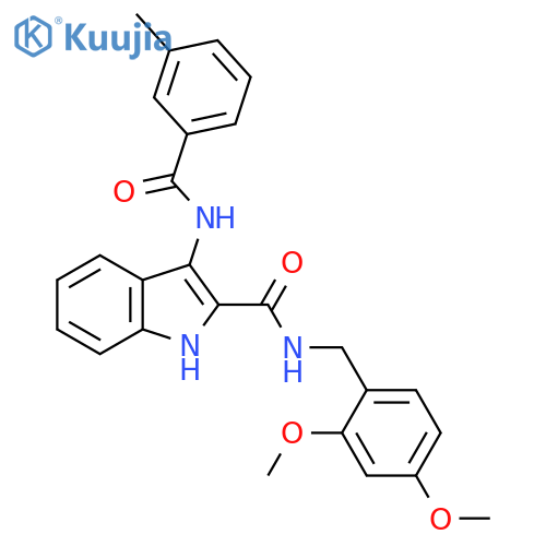 N-[(2,4-dimethoxyphenyl)methyl]-3-(3-methylbenzamido)-1H-indole-2-carboxamide structure