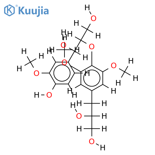 (-)-(7R,8R)-4,7,9,8',9'-pentahydroxy-3,3',5'-trimethoxy-8-O-4'-neolignan structure
