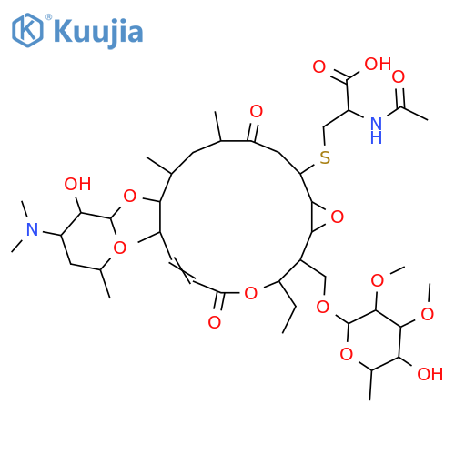 L-Cysteine,N-acetyl-S-[(1S,2R,3R,6E,8S,9S,10S,12R,16R)-2-[[(6-deoxy-2,3-di-O-methyl-b-D-allopyranosyl)oxy]methyl]-3-ethyl-8,10,12-trimethyl-5,13-dioxo-9-[[3,4,6-trideoxy-3-(dimethylamino)-b-D-xylo-hexopyranosyl]oxy]-4,17-dioxabicyclo[14.1.0]heptadec-6-en-15-yl]-(9CI) structure