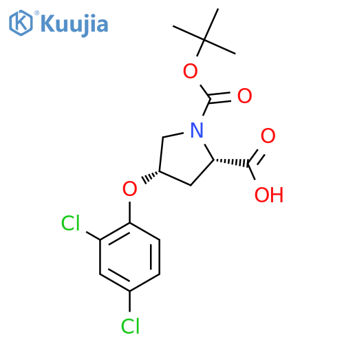 (2S,4S)-1-(Tert-butoxycarbonyl)-4-(2,4-dichloro-phenoxy)-2-pyrrolidinecarboxylic acid structure