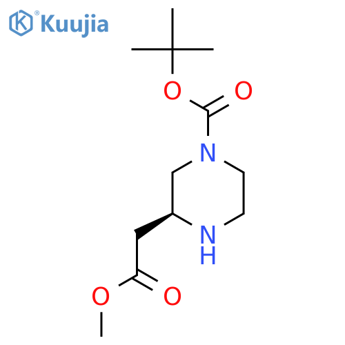 tert-butyl (3S)-3-(2-methoxy-2-oxoethyl)piperazine-1-carboxylate structure