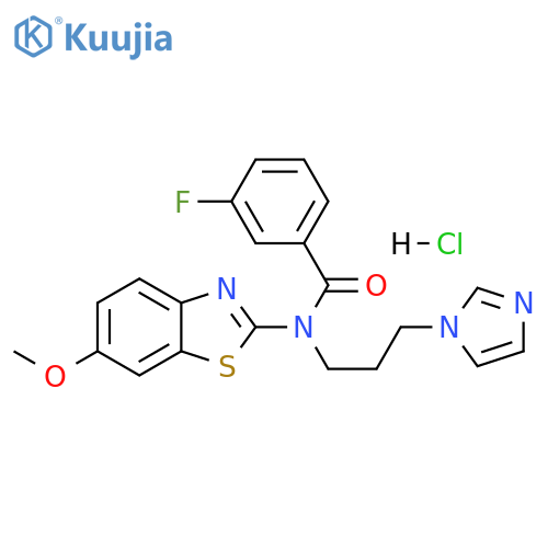 3-fluoro-N-[3-(1H-imidazol-1-yl)propyl]-N-(6-methoxy-1,3-benzothiazol-2-yl)benzamide hydrochloride structure