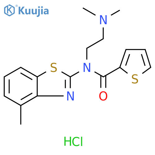N-[2-(dimethylamino)ethyl]-N-(4-methyl-1,3-benzothiazol-2-yl)thiophene-2-carboxamide hydrochloride structure