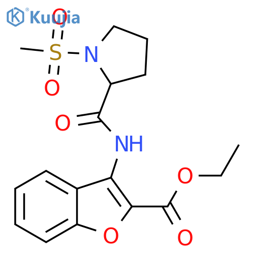 ethyl 3-(1-methanesulfonylpyrrolidine-2-amido)-1-benzofuran-2-carboxylate structure