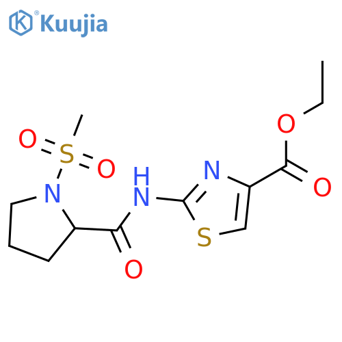 ethyl 2-(1-methanesulfonylpyrrolidine-2-amido)-1,3-thiazole-4-carboxylate structure
