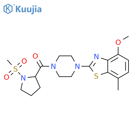 2-4-(1-methanesulfonylpyrrolidine-2-carbonyl)piperazin-1-yl-4-methoxy-7-methyl-1,3-benzothiazole structure