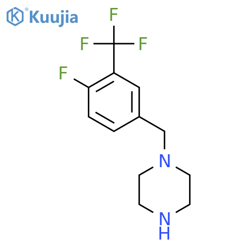 1-{[4-Fluoro-3-(trifluoromethyl)phenyl]methyl}piperazine structure