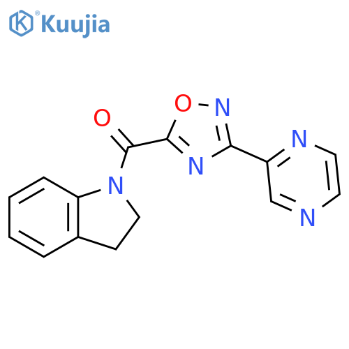 1-3-(pyrazin-2-yl)-1,2,4-oxadiazole-5-carbonyl-2,3-dihydro-1H-indole structure