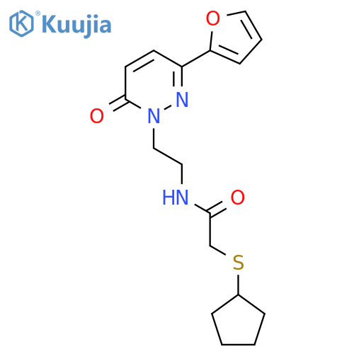 2-(cyclopentylsulfanyl)-N-{2-3-(furan-2-yl)-6-oxo-1,6-dihydropyridazin-1-ylethyl}acetamide structure