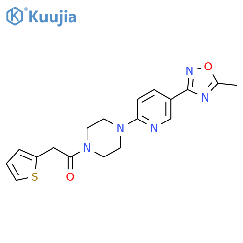 1-{4-5-(5-methyl-1,2,4-oxadiazol-3-yl)pyridin-2-ylpiperazin-1-yl}-2-(thiophen-2-yl)ethan-1-one structure