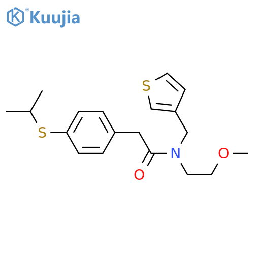 N-(2-methoxyethyl)-2-4-(propan-2-ylsulfanyl)phenyl-N-(thiophen-3-yl)methylacetamide structure