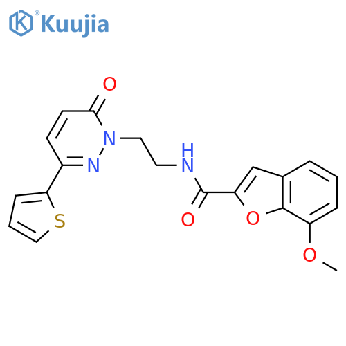 7-methoxy-N-{2-6-oxo-3-(thiophen-2-yl)-1,6-dihydropyridazin-1-ylethyl}-1-benzofuran-2-carboxamide structure
