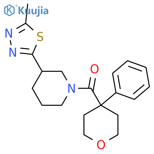 3-(5-methyl-1,3,4-thiadiazol-2-yl)-1-(4-phenyloxane-4-carbonyl)piperidine structure