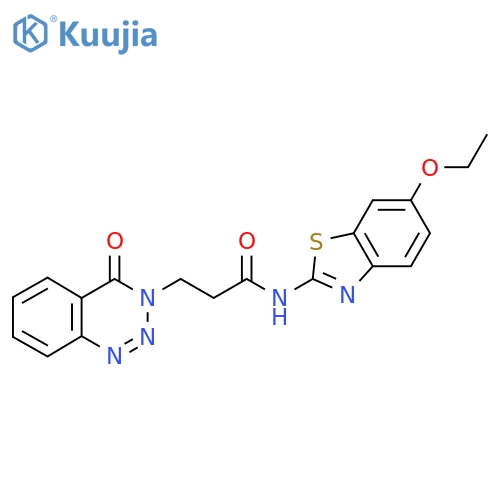N-(6-ethoxy-1,3-benzothiazol-2-yl)-3-(4-oxo-3,4-dihydro-1,2,3-benzotriazin-3-yl)propanamide structure