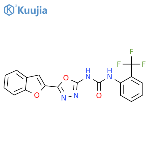3-5-(1-benzofuran-2-yl)-1,3,4-oxadiazol-2-yl-1-2-(trifluoromethyl)phenylurea structure