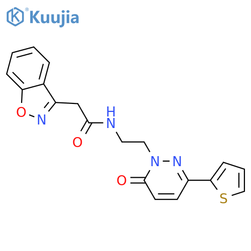 2-(1,2-benzoxazol-3-yl)-N-{2-6-oxo-3-(thiophen-2-yl)-1,6-dihydropyridazin-1-ylethyl}acetamide structure