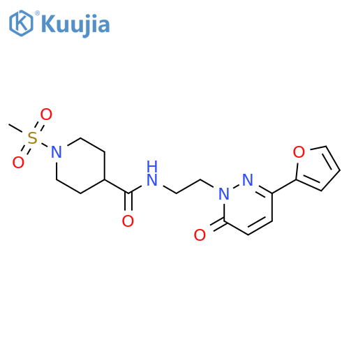 N-{2-3-(furan-2-yl)-6-oxo-1,6-dihydropyridazin-1-ylethyl}-1-methanesulfonylpiperidine-4-carboxamide structure