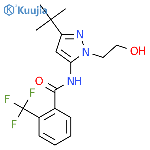 N-3-tert-butyl-1-(2-hydroxyethyl)-1H-pyrazol-5-yl-2-(trifluoromethyl)benzamide structure