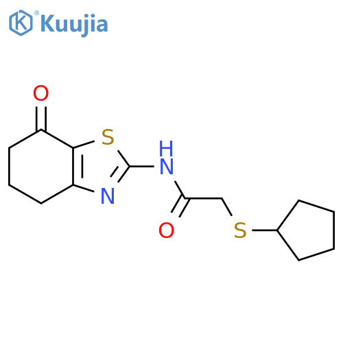 2-(cyclopentylsulfanyl)-N-(7-oxo-4,5,6,7-tetrahydro-1,3-benzothiazol-2-yl)acetamide structure
