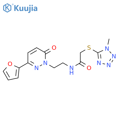N-{2-3-(furan-2-yl)-6-oxo-1,6-dihydropyridazin-1-ylethyl}-2-(1-methyl-1H-1,2,3,4-tetrazol-5-yl)sulfanylacetamide structure