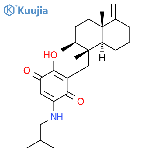 2,5-Cyclohexadiene-1,4-dione, 3-[[(1R,2S,4aS,8aS)-decahydro-1,2,4a-trimethyl-5-methylene-1-naphthalenyl]methyl]-2-hydroxy-5-[(2-methylpropyl)amino]- structure