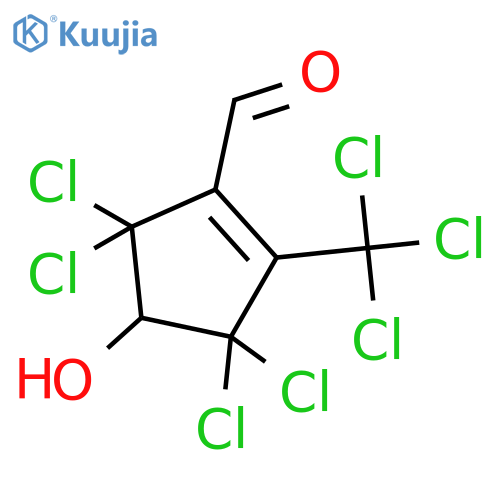 1-Cyclopentene-1-carboxaldehyde,3,3,5,5-tetrachloro-4-hydroxy-2-(trichloromethyl)-, (+)- structure