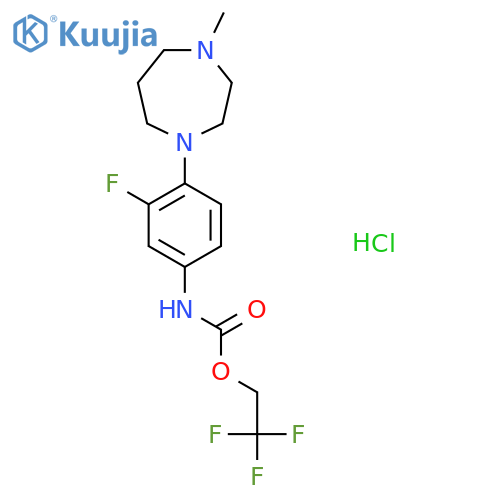 2,2,2-trifluoroethyl N-[3-fluoro-4-(4-methyl-1,4-diazepan-1-yl)phenyl]carbamate;hydrochloride structure