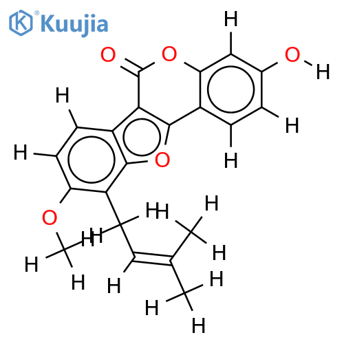 3-hydroxy-9-methoxy-10-(3-methylbut-2-enyl)coumestan structure