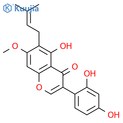 4H-1-Benzopyran-4-one,3-(2,4-dihydroxyphenyl)-5-hydroxy-7-methoxy-6-(3-methyl-2-buten-1-yl)- structure