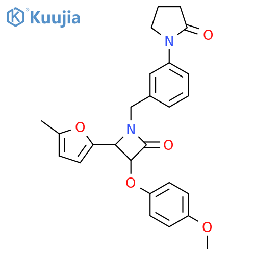 1-(3-{[3-(4-Methoxyphenoxy)-2-(5-methylfuran-2-yl)-4-oxoazetidin-1-yl]methyl}phenyl)pyrrolidin-2-one structure