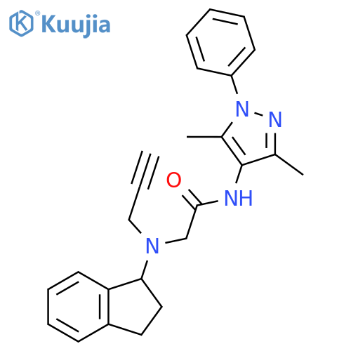 2-[2,3-dihydro-1H-inden-1-yl(prop-2-ynyl)amino]-N-(3,5-dimethyl-1-phenylpyrazol-4-yl)acetamide structure