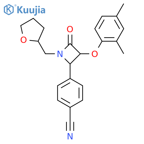 4-[3-(2,4-Dimethylphenoxy)-4-oxo-1-[(oxolan-2-yl)methyl]azetidin-2-yl]benzonitrile structure