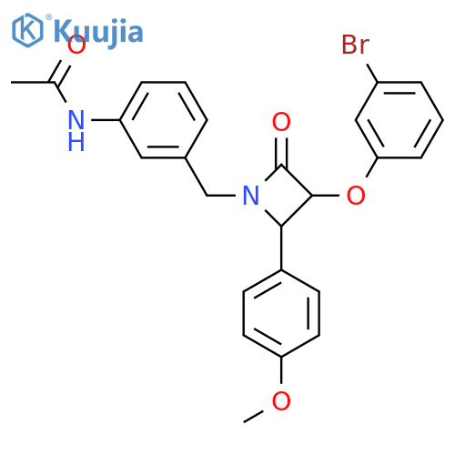 N-(3-{[3-(3-bromophenoxy)-2-(4-methoxyphenyl)-4-oxoazetidin-1-yl]methyl}phenyl)acetamide structure