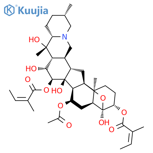 Cevane-3,4,7,14,15,16,20-heptol,4,9-epoxy-, 7-acetate 3,15-bis[(2Z)-2-methyl-2-butenoate], (3b,4a,7a,15a,16b)- structure