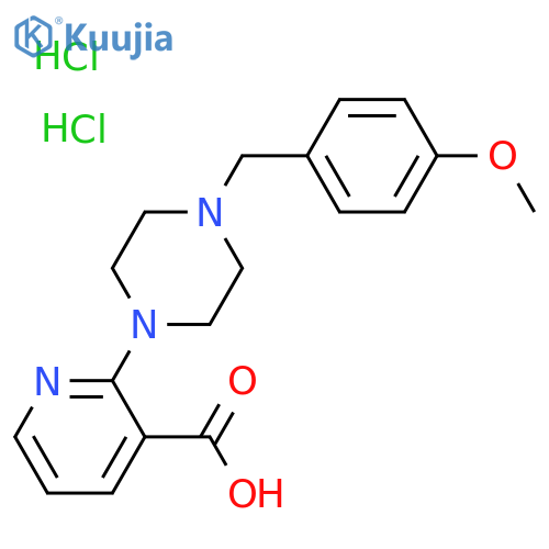 3-Pyridinecarboxylic acid, 2-[4-[(4-methoxyphenyl)methyl]-1-piperazinyl]-, hydrochloride (1:2)  structure