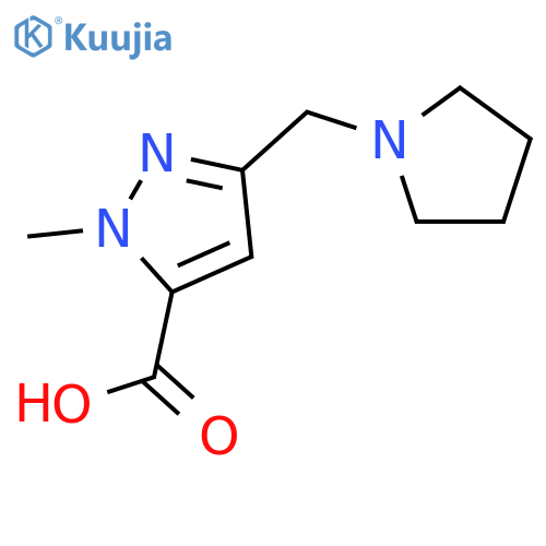 1-methyl-3-(pyrrolidin-1-yl)methyl-1H-pyrazole-5-carboxylic acid structure