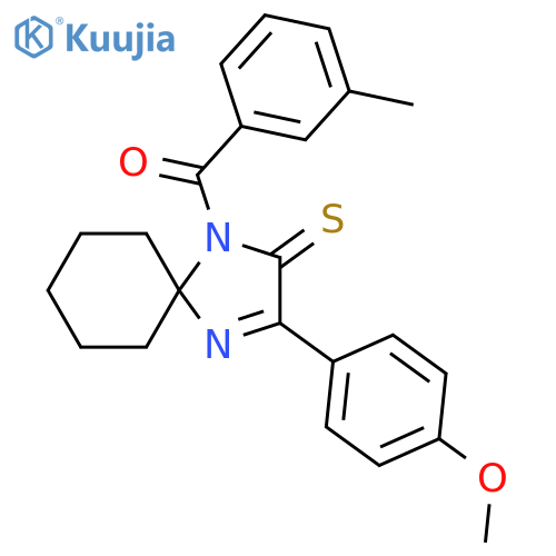 3-(4-methoxyphenyl)-1-(3-methylbenzoyl)-1,4-diazaspiro4.5dec-3-ene-2-thione structure