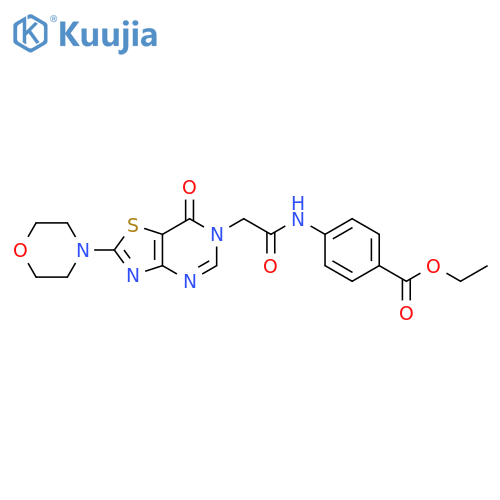 ethyl 4-{2-[2-(morpholin-4-yl)-7-oxo-6H,7H-[1,3]thiazolo[4,5-d]pyrimidin-6-yl]acetamido}benzoate structure