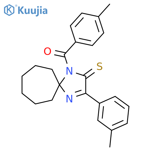 1-(4-methylbenzoyl)-3-(3-methylphenyl)-1,4-diazaspiro[4.6]undec-3-ene-2-thione structure