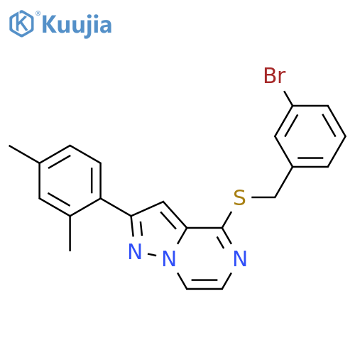 4-{[(3-bromophenyl)methyl]sulfanyl}-2-(2,4-dimethylphenyl)pyrazolo[1,5-a]pyrazine structure